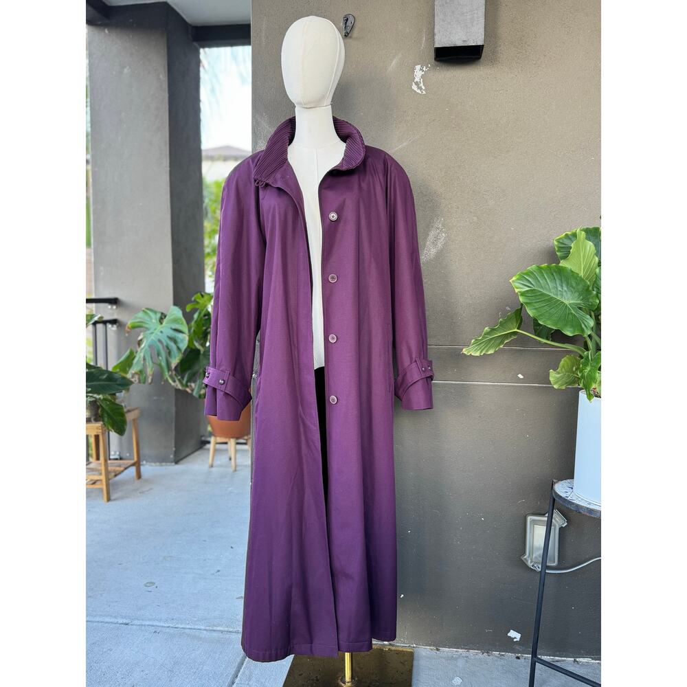 Limited Edition London Fog 16R Purple Trench Coat Raincoat Removable Wool Lining